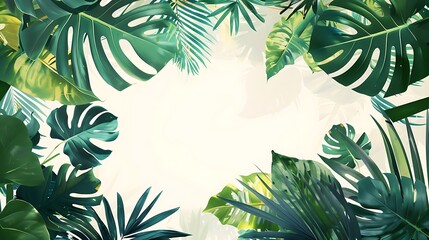 Poster - Tropical Leaves Frame on White Background