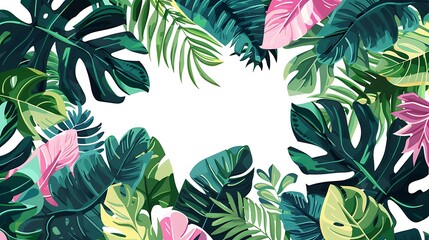 Wall Mural - Tropical Leaf Border Illustration