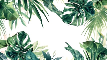 Poster - Tropical Leaves Watercolor Illustration