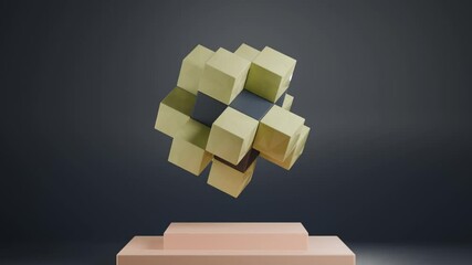 Rolling Cubes Motion: Seamless Geometric Animation with Modern Abstract 3D Design on a Black Background