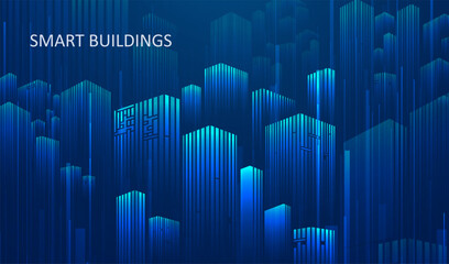 Wall Mural - Smart building concept design for city illustration.