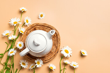 Wall Mural - Chamomile tea and chamomile buds