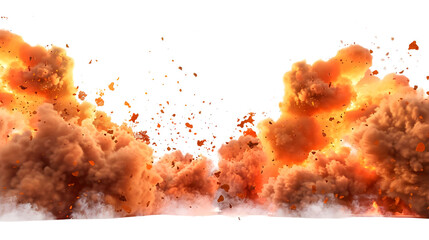 Border line of Fire Bombs with Brown dust and smoke isolated on transparent background