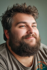 Poster - A man with a beard smiles at the camera.