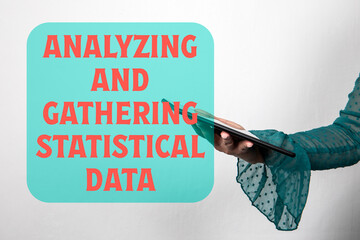Wall Mural - Analyzing and gathering statistical data. Tablet in woman's hand