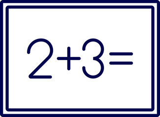 Sticker - Adding One Digit Number (2+3) on Paper Icon for Mathematics Study.