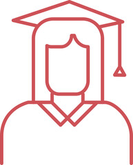 Poster - Graduate girl icon in orange thin line art.