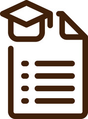 Poster - Graduation certificate icon in brown thin line art.