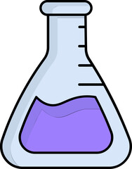 Sticker - Erlenmeyer flask icon in purple and grey color.