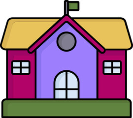 Sticker - Colorful School Building icon in Flat Style.