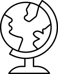 Sticker - Line art Earth globe stand icon in flat style.