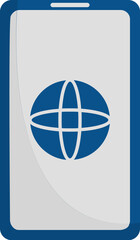 Sticker - Global Smartphone Icon in Blue and Grey Color.