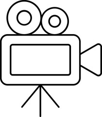 Sticker - Video Camera Icon in Black Line Art.