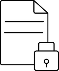 Canvas Print - File or Document Lock Icon in Black Linear Style.