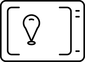 Poster - Location tracking app in tablet icon in line art.