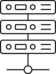 Sticker - Isolated Server Icon in Black Line Art.