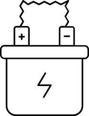 Sticker - Automotive battery icon in black line art.