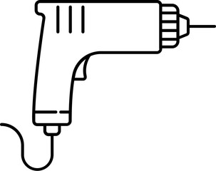 Sticker - Drill Machine Icon in Black Line Art.