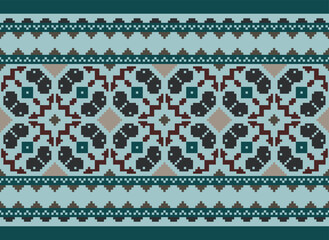 Vector illustration of Ukrainian folk seamless pattern ornament. Ethnic ornament. Border element. Traditional Ukrainian, Belarusian folk art knitted embroidery pattern