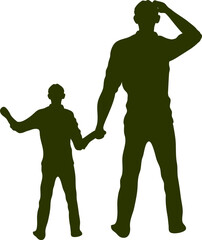 Wall Mural - Silhouette character of men in saluting pose.