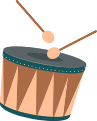 Canvas Print - Colorful Drum With Sticks Element in Flat Style.