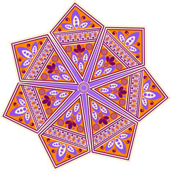 Sticker - Colorful Ethnic Mandala Ornament (Rangoli) Element in Geometric Style.