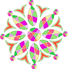 Sticker - Geometric Rangoli Element in Colorful.