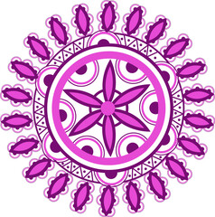 Sticker - Ethnic Mandala Ornament (Rangoli) Element in Purple Color.