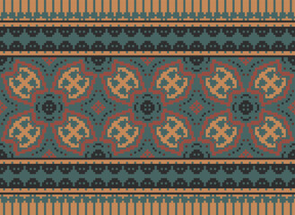 Vector illustration of Ukrainian folk seamless pattern ornament. Ethnic ornament. Border element. Traditional Ukrainian, Belarusian folk art knitted embroidery pattern