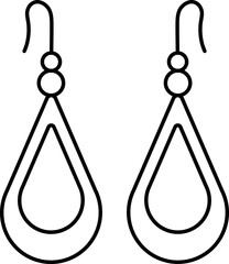 Poster - Earrings Hook Icon in Black Line Art.