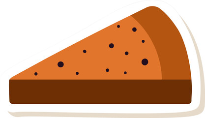 Sticker - Brownie Pastry or Cake Slice Icon in Sticker Style.