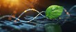 © Seksan - Green leaf forming an infinity loop over a business stock chart, highlighting continuous success, detailed and vibrant, Realistic, Digital painting