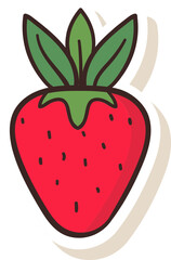 Poster - Red Strawberry Icon in Sticker Style.