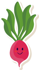 Wall Mural - Smiley Beetroot Cartoon Icon In Sticker Style.