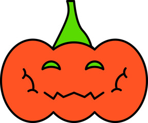 Poster - Jack O Lantern Icon in Orange and Green Color.