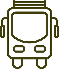 Canvas Print - Green line art illustration of bus icon.