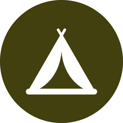 Sticker - Illustration of tent circle icon in green and white color.