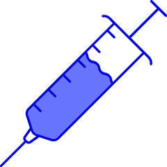 Canvas Print - Vaccine Syringe Icon in Blue and White Color.