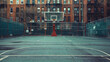 © Stefan - Empty basketball court or stadium for playing basketball, shooting ball outdoors, urban sports park or playground for recreation and exercise, fitness. Concept of competition and training.