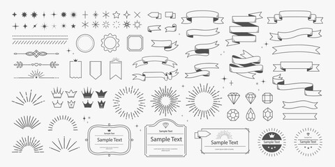 Vintage decorative ornament design elements in doodle style hand drawn vector illustration