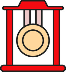 Poster - Flat Style Gong Icon In Red And Yellow Color.