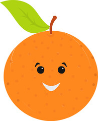 Wall Mural - Happy Cartoon Orange Flat Icon Or Symbol.