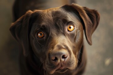 Chocolate Lab. Portrait of a Chocolate Labrador Retriever, a cute puppy dog