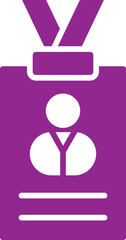 Sticker - Identity card icon or symbol in purple and white color.