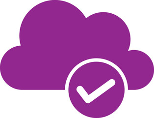 Sticker - Approve cloud icon in purple and white color