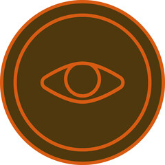 Sticker - Eye Circle Icon or Symbol in Bronze and Orange Color.