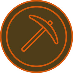 Sticker - Pickaxe Circle Icon or Symbol in Bronze and Orange Color.