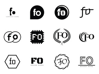 fo logo company template. letter f and o logotype. set different classic serif lettering and modern 