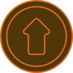 Canvas Print - Up Arrow Circle Icon or Symbol in Bronze and Orange Color.