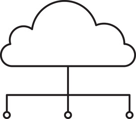 Poster - Linear illustration cloud computing icon.